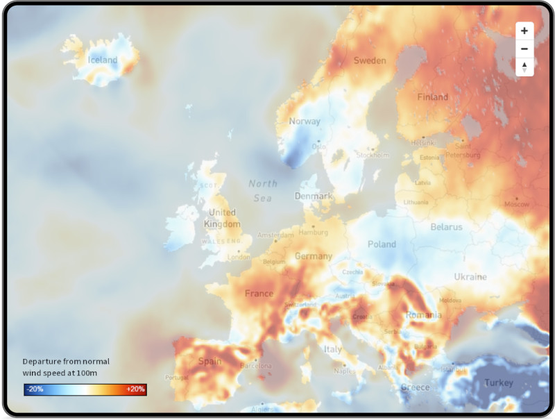2023年1月地图欧洲风速异常